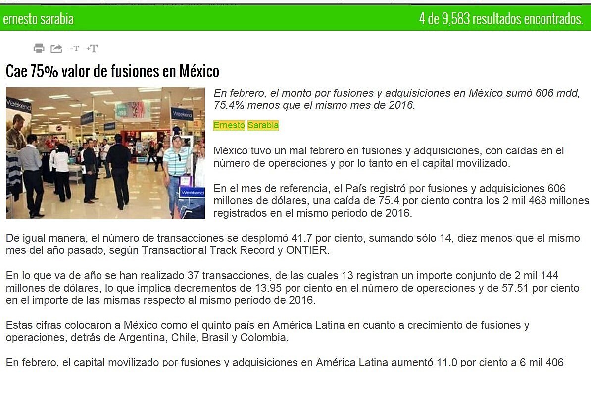 Cae 75% valor de fusiones en Mxico